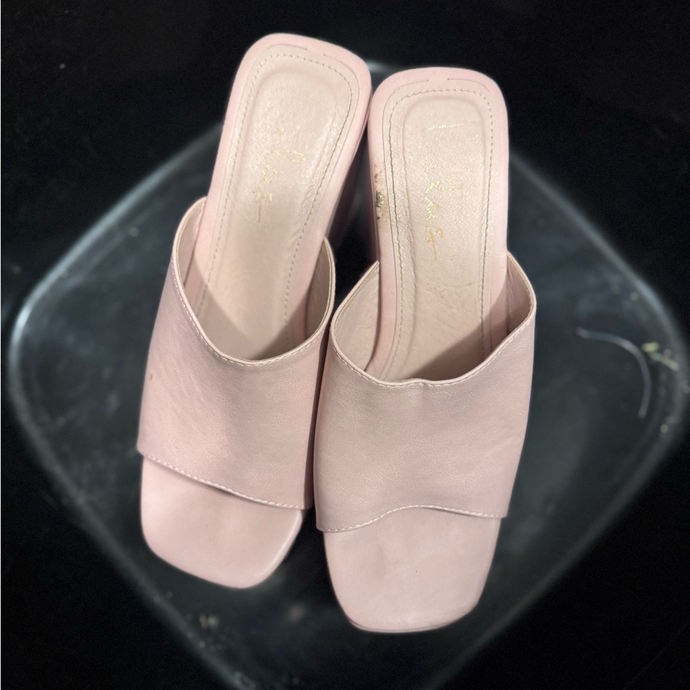 Lulu's Pink Mules Modern Minimalist Design